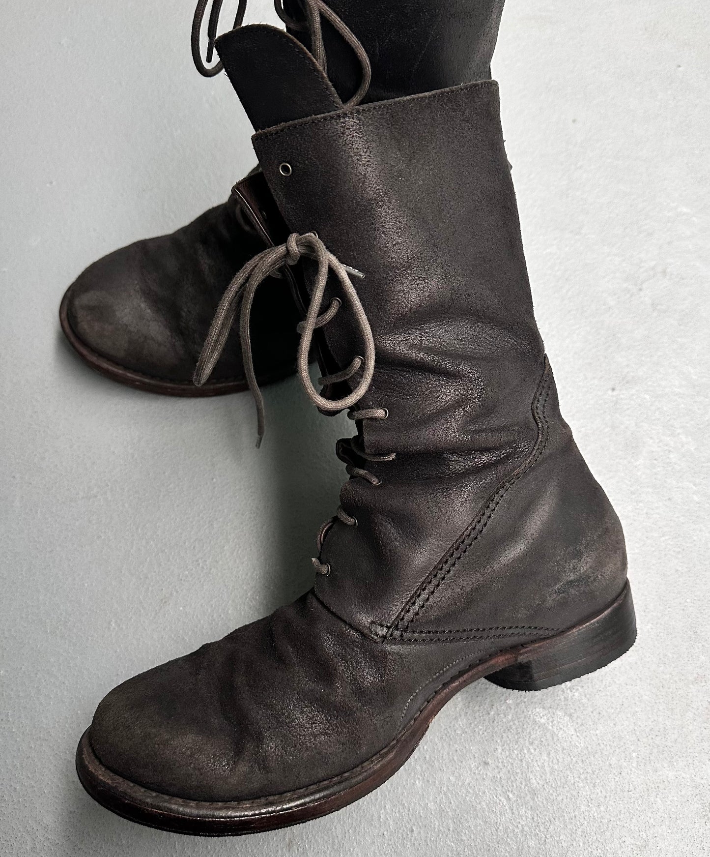 DEVOA Reverse Pig-Leather Back-zip Boots