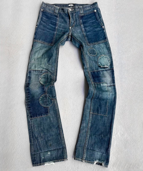 UNDERCOVER 01AW D.A.V.FパッチワークZIPデニムジャケット Undercover AW01 “d.a.v.f” Patchwork Flare Denim | DRIEW