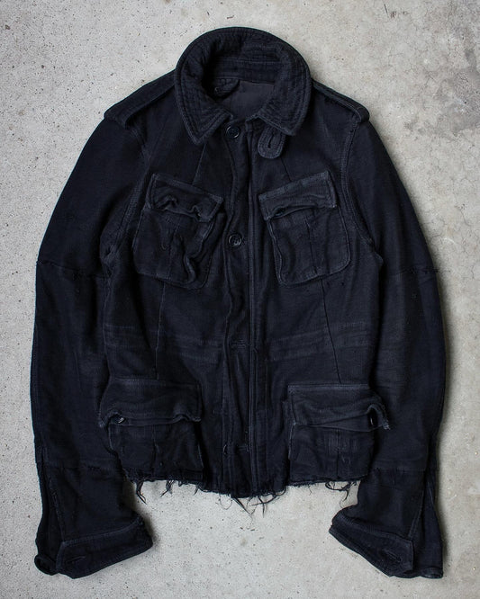 Mihara Yasuhiro AW05 Distressed Layered Mesh Military Jacket (Navy) full item jacket