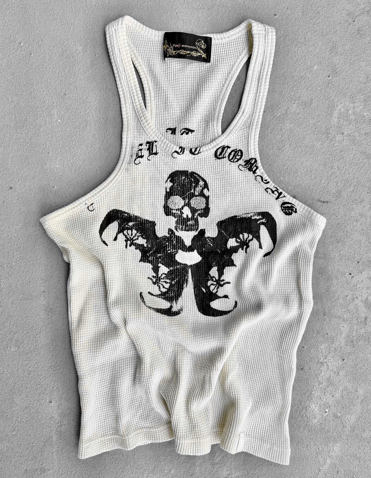 Kyoji Maruyama Early 00s Embezzled Skull Graphic Tank Top