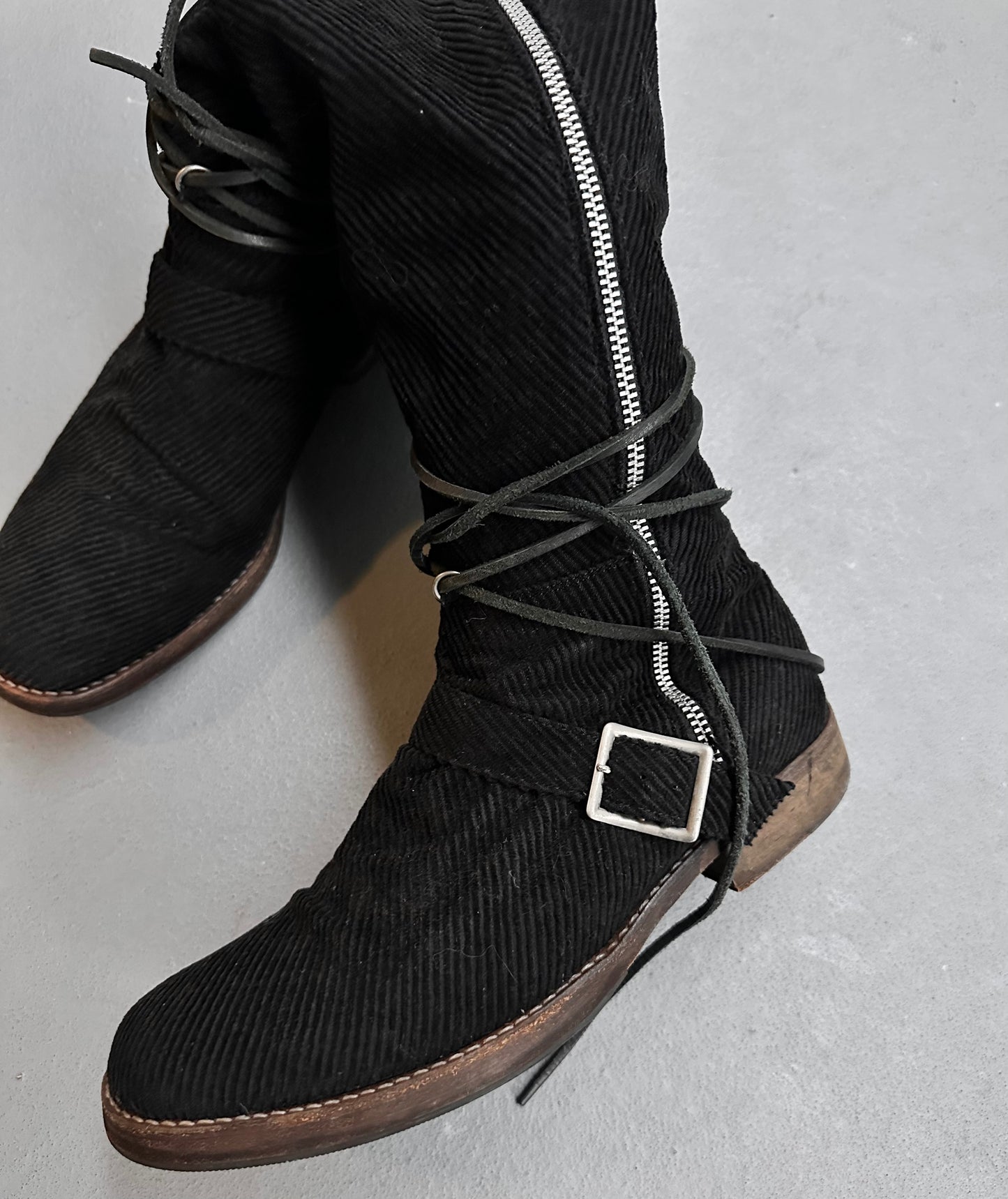 UNDERCOVER AW05 “Arts & Crafts” Corduroy Drawstring Boots