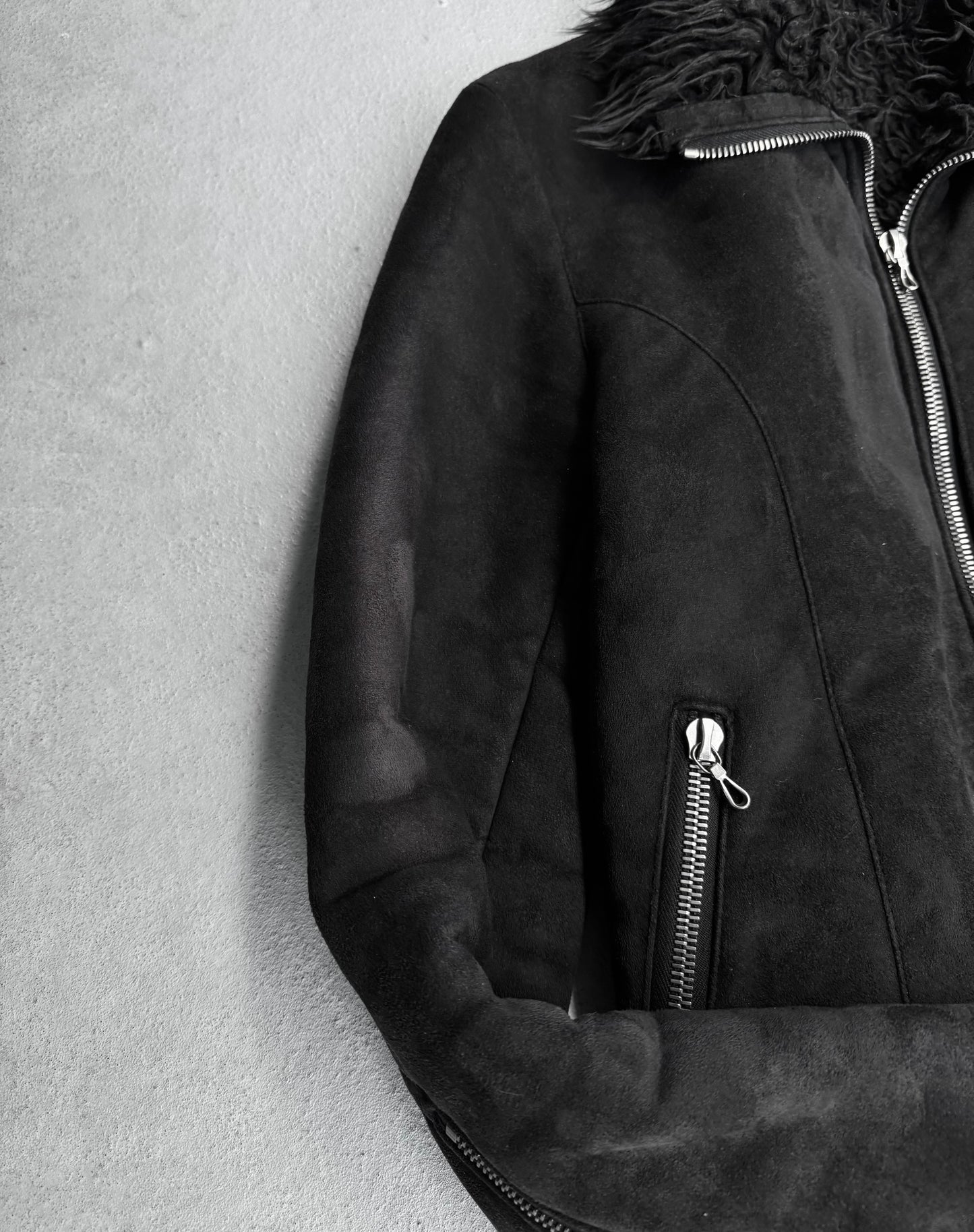 SHELLAC Early 00s Faux Shearling Rider Jacket