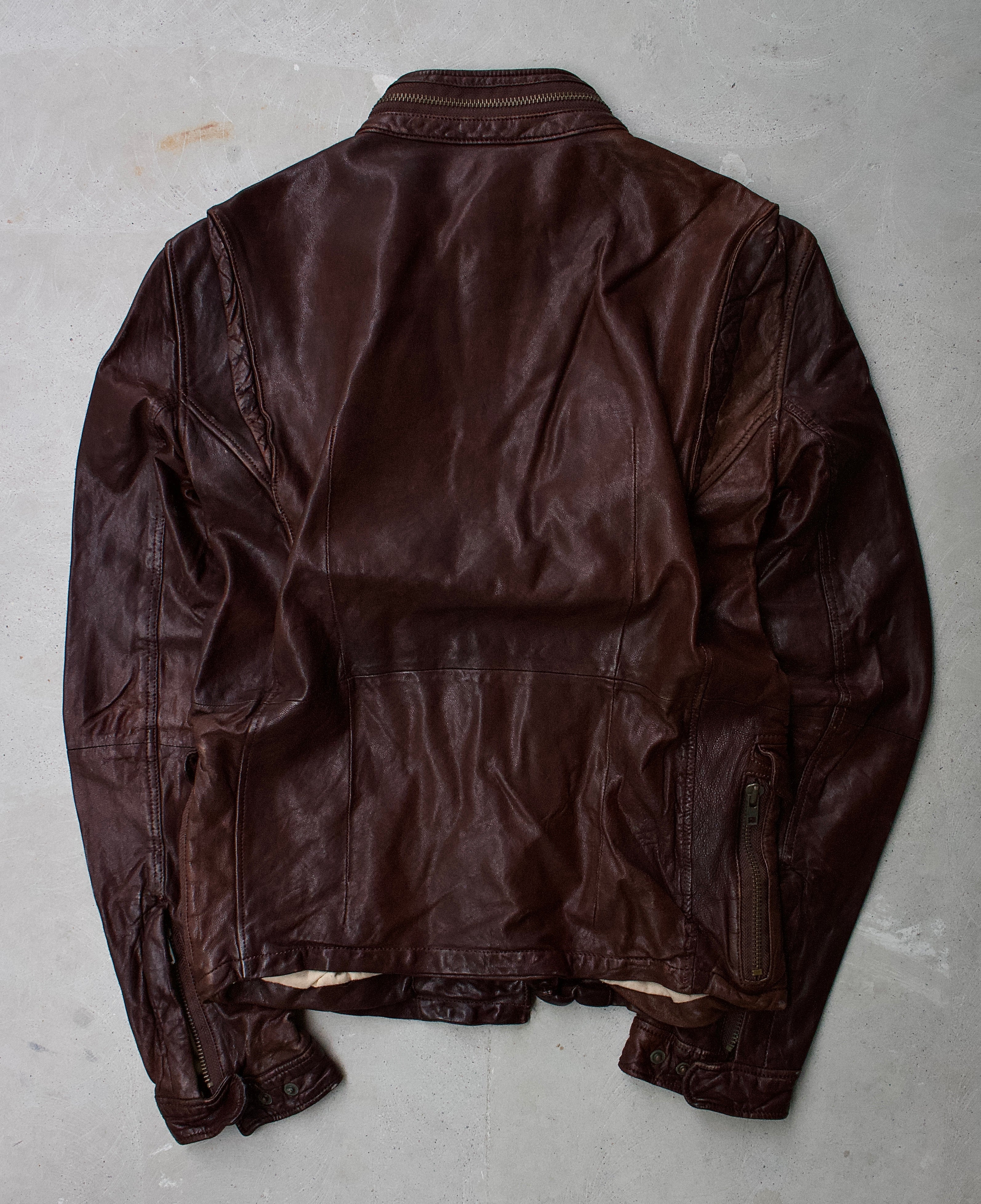 L.H.P AW09 Sheepskin Leather Jacket Multi-Pocket Brown S – DRIEW