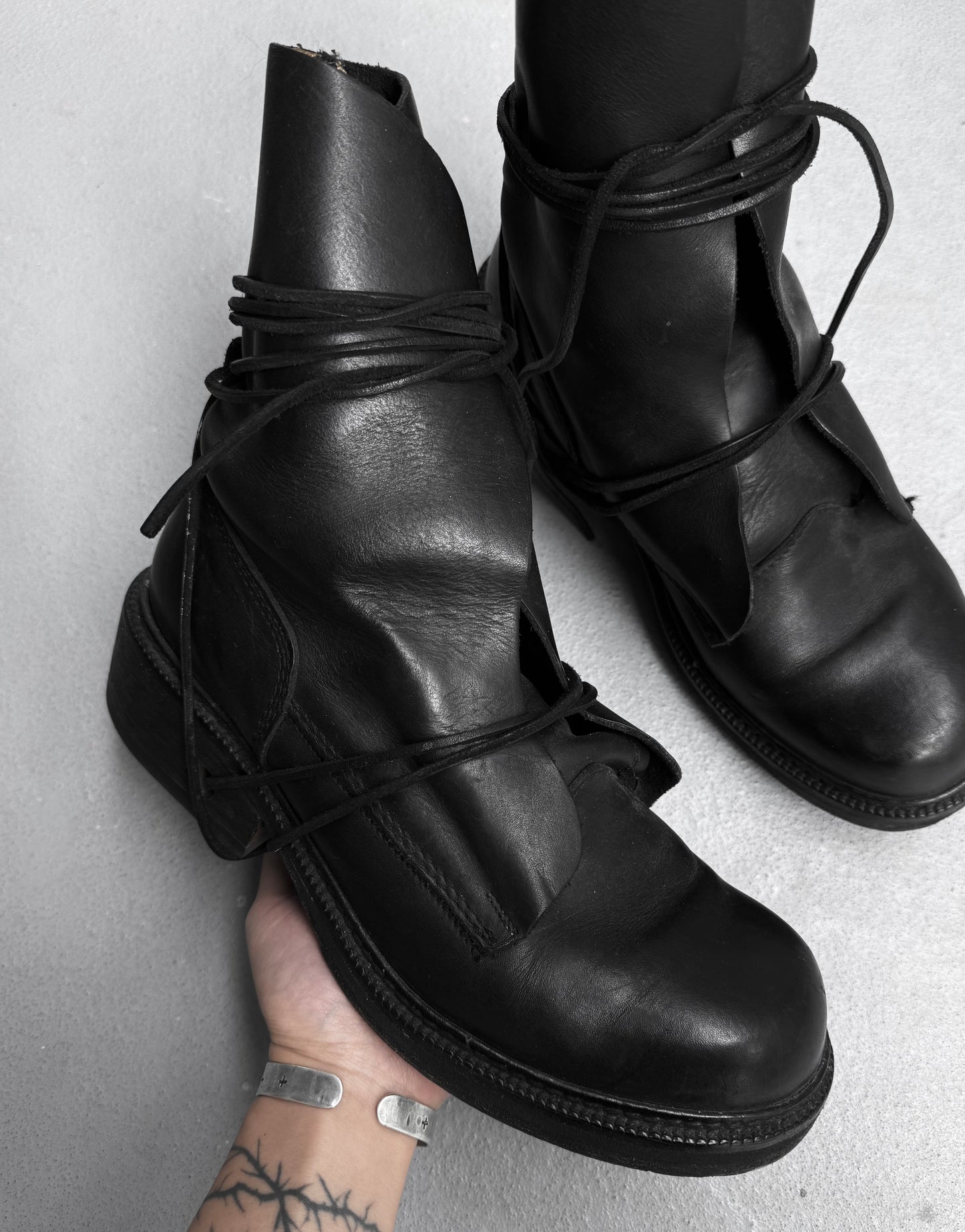 Dirk Bikkembergs AW94-95 Black Leather Military Lace-through Boots
