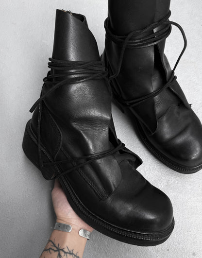 Dirk Bikkembergs AW94-95 Black Leather Military Lace-through Boots