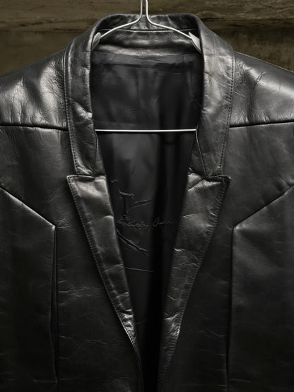 Rick Owens SS22 "FOGACHINE" Jumbo Tatlin Sleeveless Calf Leather Blazer detail | DRIEW GARMENTS