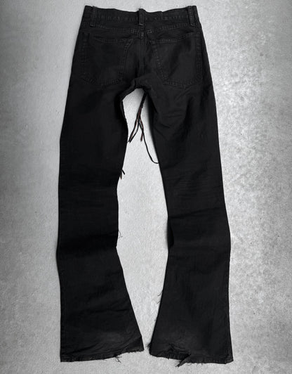 IfSixWasNine Early 00s ‘NO. LU/ BCM-PRF’ Black Lace-up Flare Denim