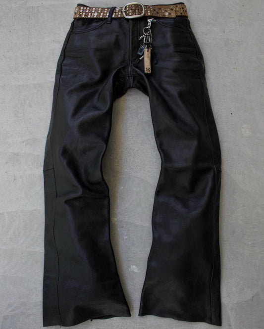 Kadoya K’s Leather 00s Raw Cowhide Leather Flare Motorcycle Pants