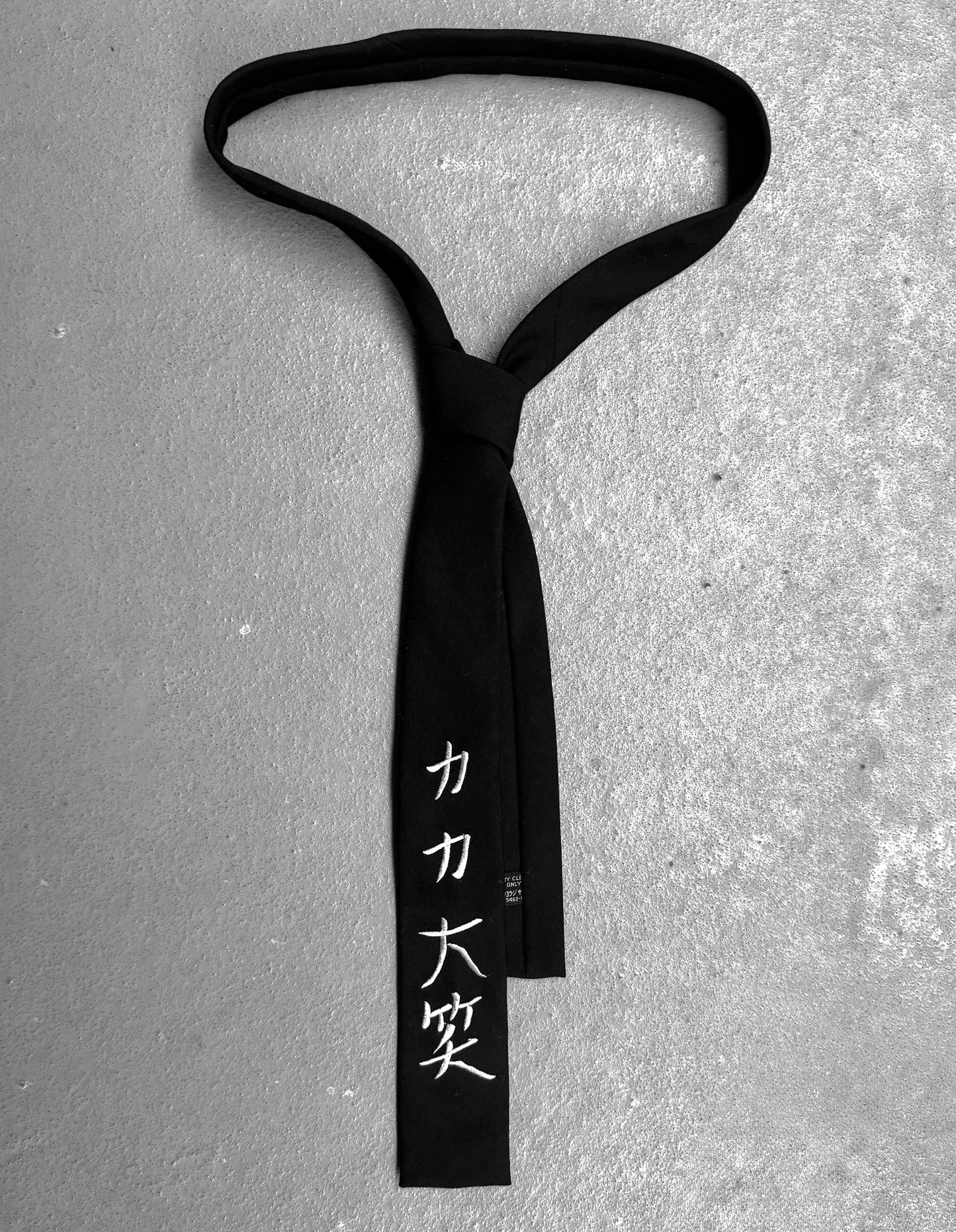 Yohji Yamamoto POUR HOMME AW20 Kanji Embroidered Wool Gabardine Tie