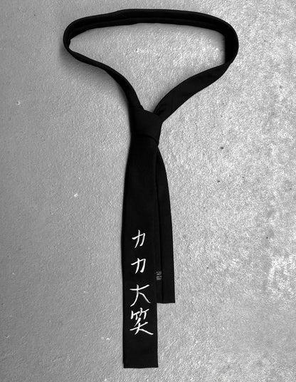 Yohji Yamamoto POUR HOMME AW20 Kanji Embroidered Wool Gabardine Tie