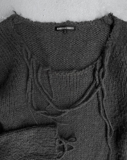 5351 Pour Les Hommes Early 00s Distressed Fringe Knit Sweater