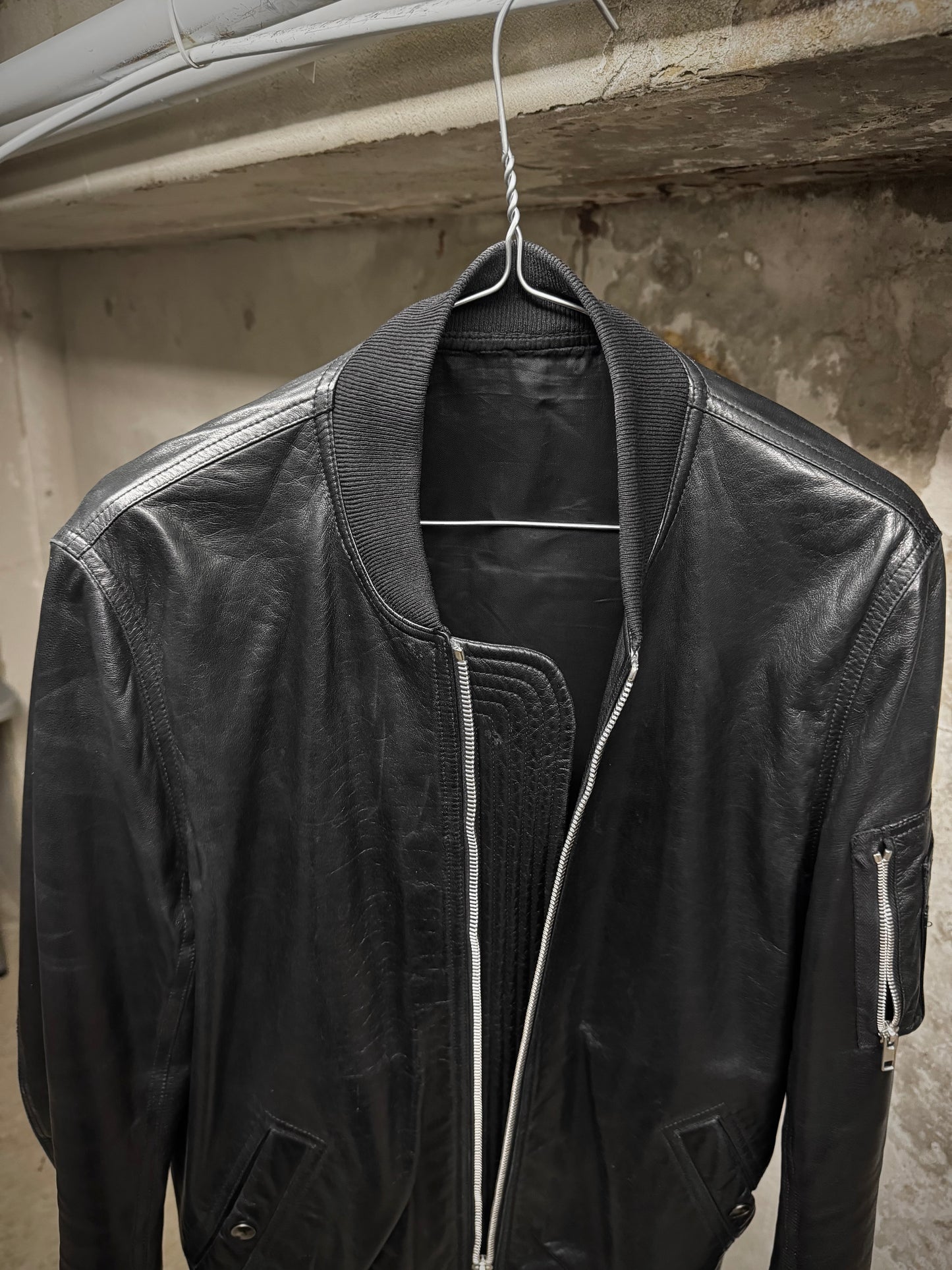 Rick Owens AW14 "MOODY" Lamb Leather MA-1 Bomber Jacket detail | DRIEW GARMENTS