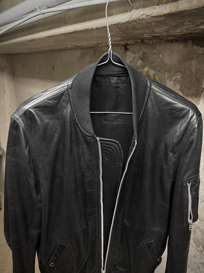 Rick Owens AW14 "MOODY" Lamb Leather MA-1 Bomber Jacket detail | DRIEW GARMENTS