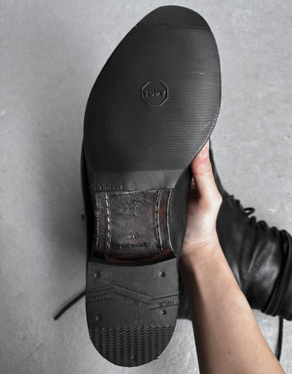 MiharaYasuhiro AW07 Garment-dyed Leather Pointed Toe Military Lace-up Boots