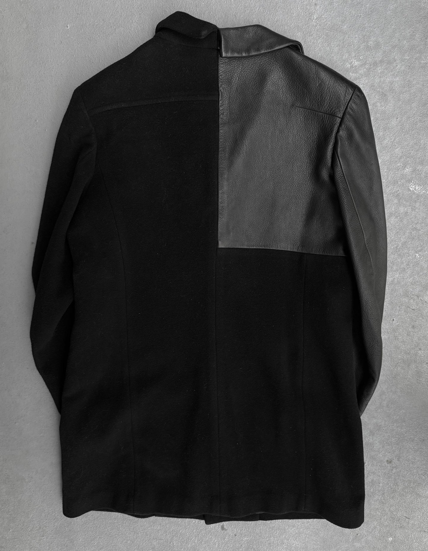 Yohji Yamamoto AW02 Deerskin Leather Panel Wool Car Coat