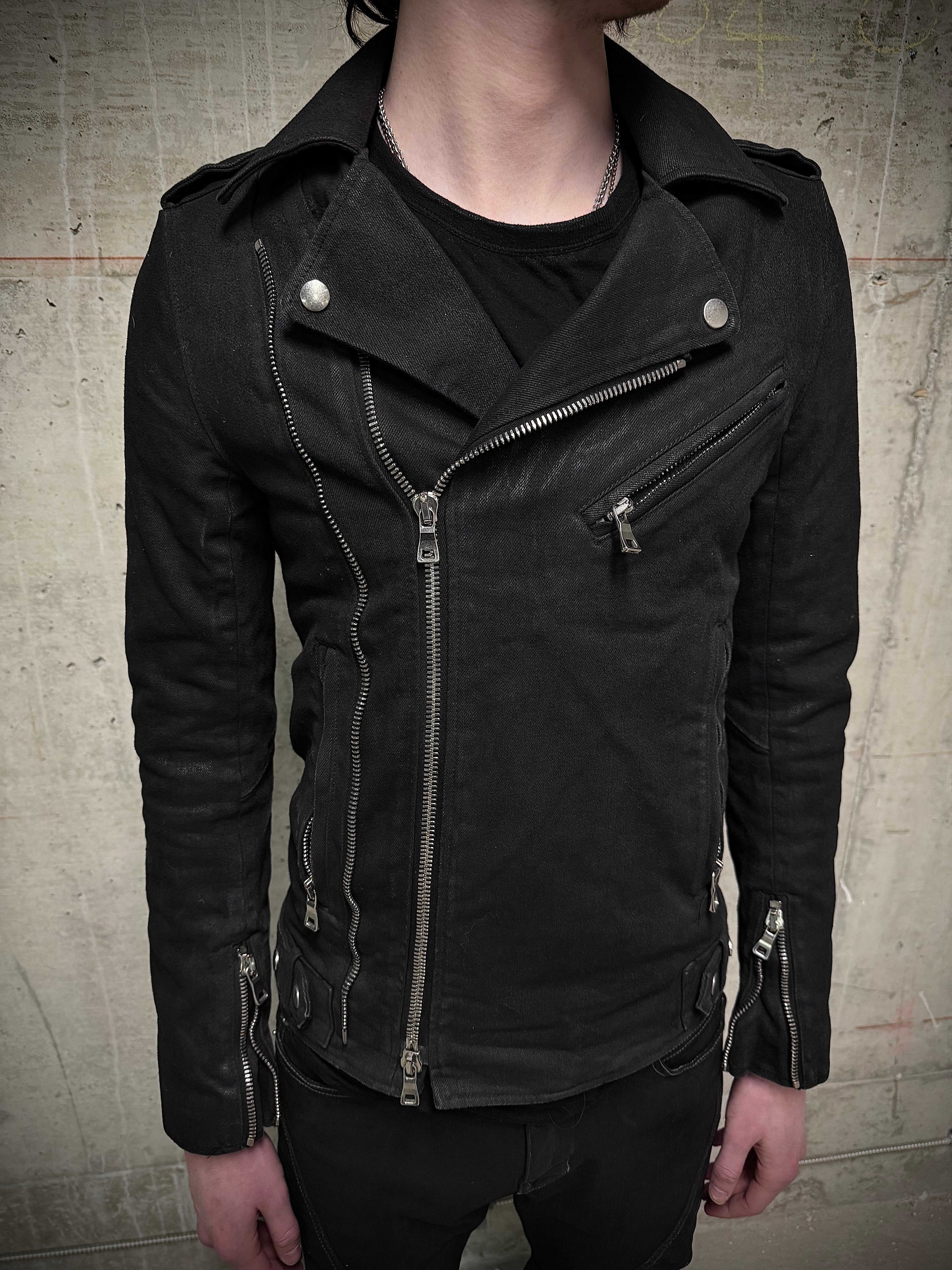 BALMAIN SS15 Waxed Denim Perfecto Biker Jacket Toronto – DRIEW