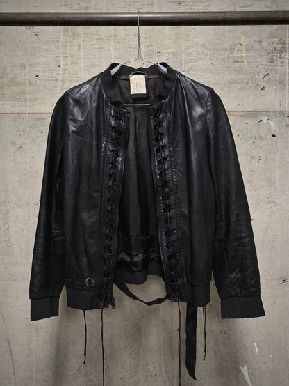 *SAMPLE* Helmut Lang SS01 Bungee Cord Cut Out Lambskin Leather Jacket