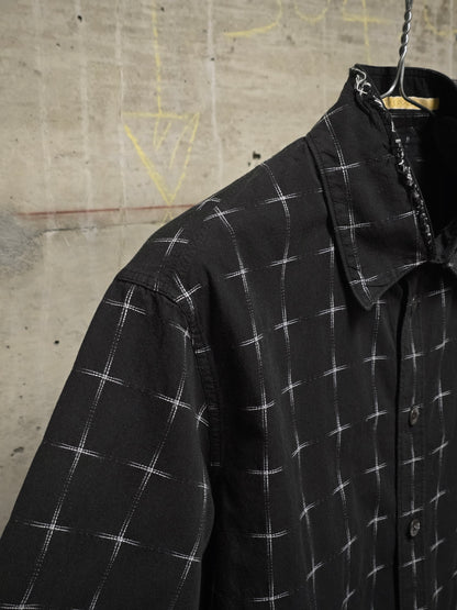 Carol Christian Poell 00s Threaded Check Pattern Black Short Sleeve Button-Up Shirt