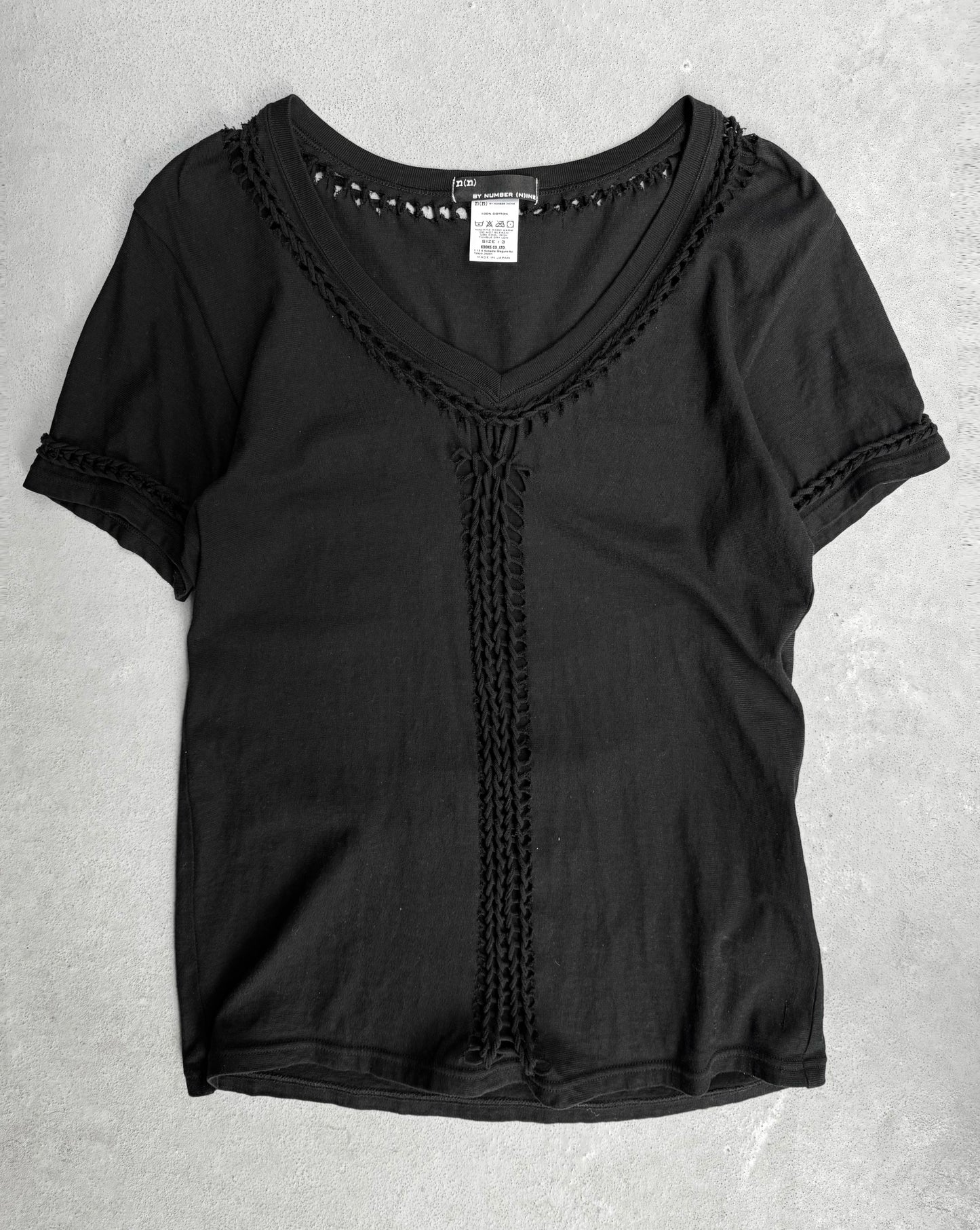 Number (N)ine Re-issue SS07 Braided Cutout Black T-shirt