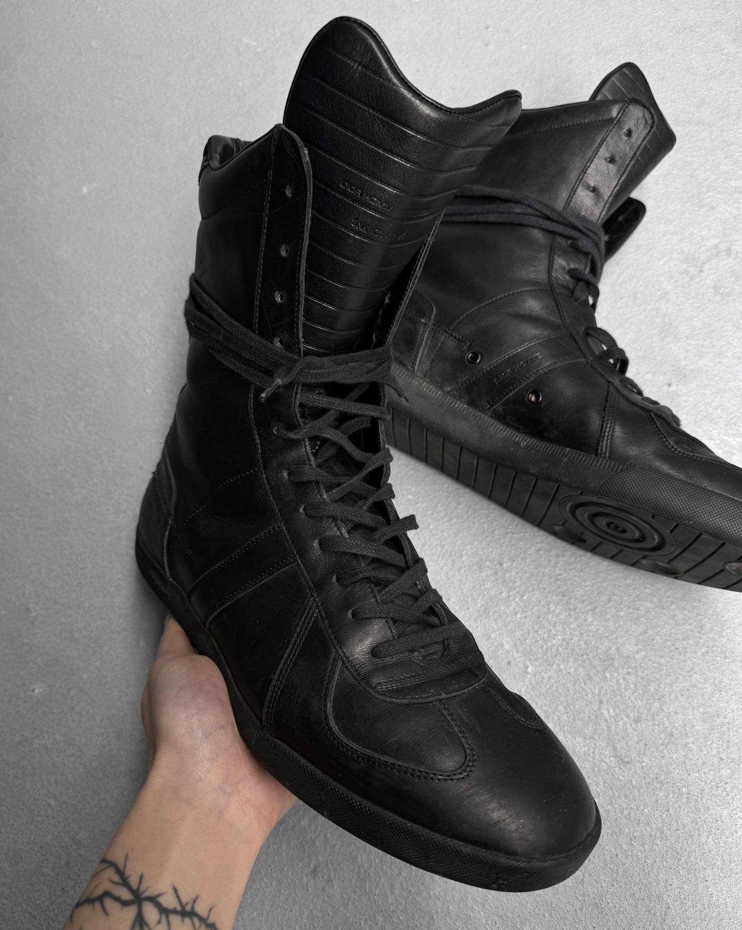 DIOR HOMME by Hedi Slimane AW03-04 “LUSTER” Leather Boxing High-top Sneakers