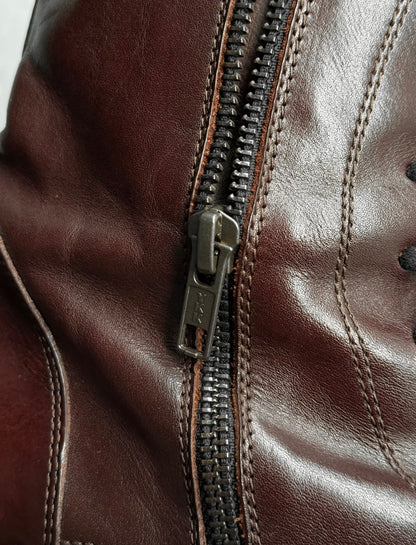 Ann Demeulemeester AW20 "Jazz Moro" Brown Lace-Up Calf Leather Combat Boots