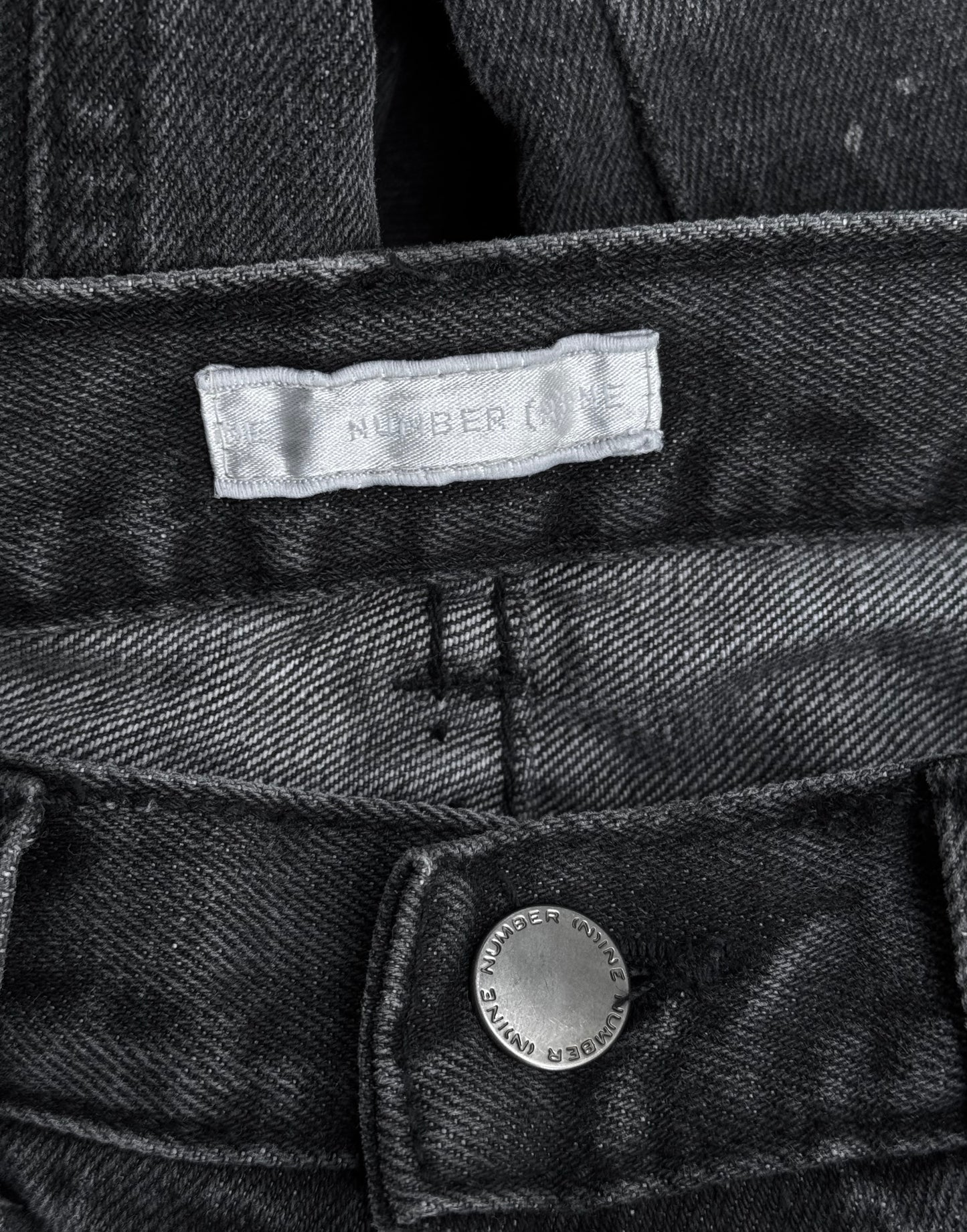 Number (N)ine AW01 “STANDARDS” Washed Grey Grunge Patchwork Denim