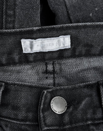 Number (N)ine AW01 “STANDARDS” Washed Grey Grunge Patchwork Denim