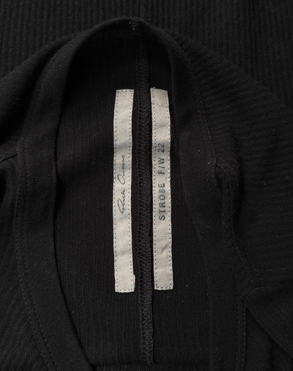 Rick Owens AW22 “STROBE” Black Sheer Ribbed Long-sleeves