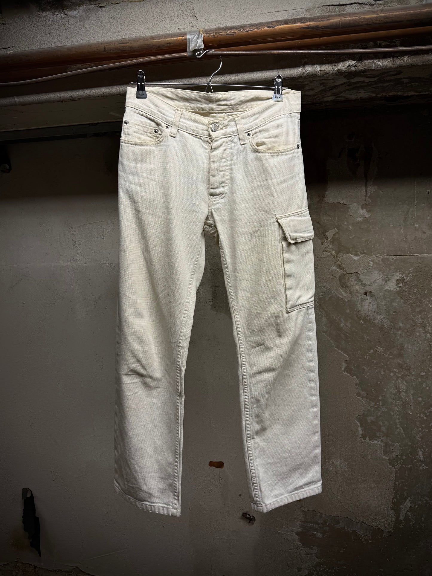Helmut Lang 1999 Ivory Cotton Cargo Denim