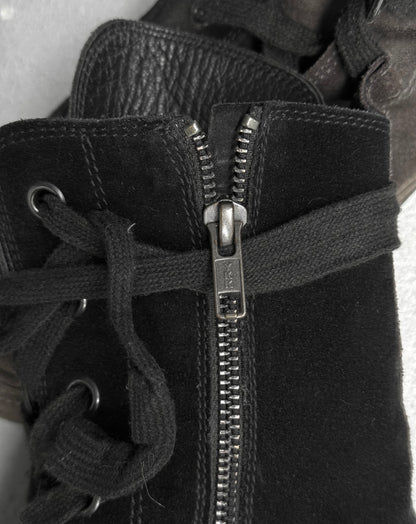 Ann Demeulemeester Scamosciato Two-toned Black Suede High-top Sneakers