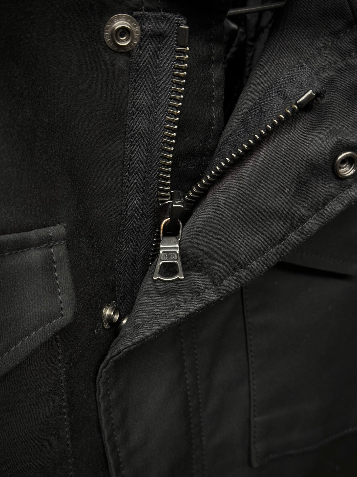 LITHIUM HOMME 2010s Black Cotton Gabardine Field Jacket detail | DRIEW GARMENTS