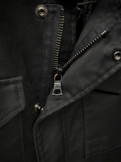 LITHIUM HOMME 2010s Black Cotton Gabardine Field Jacket detail | DRIEW GARMENTS
