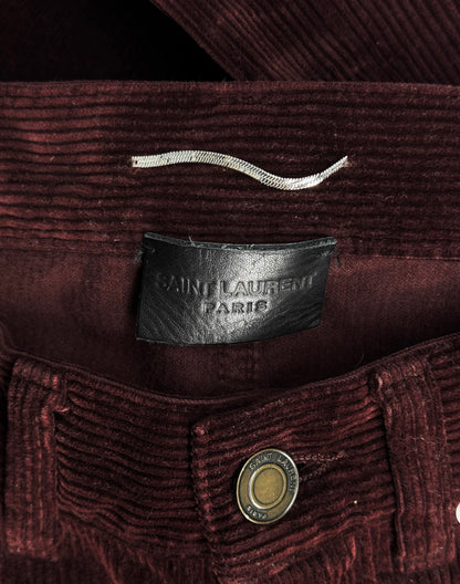 Saint Laurent Paris SS18 ‘D17’ Red Corduroy Bootcut Flare Pants
