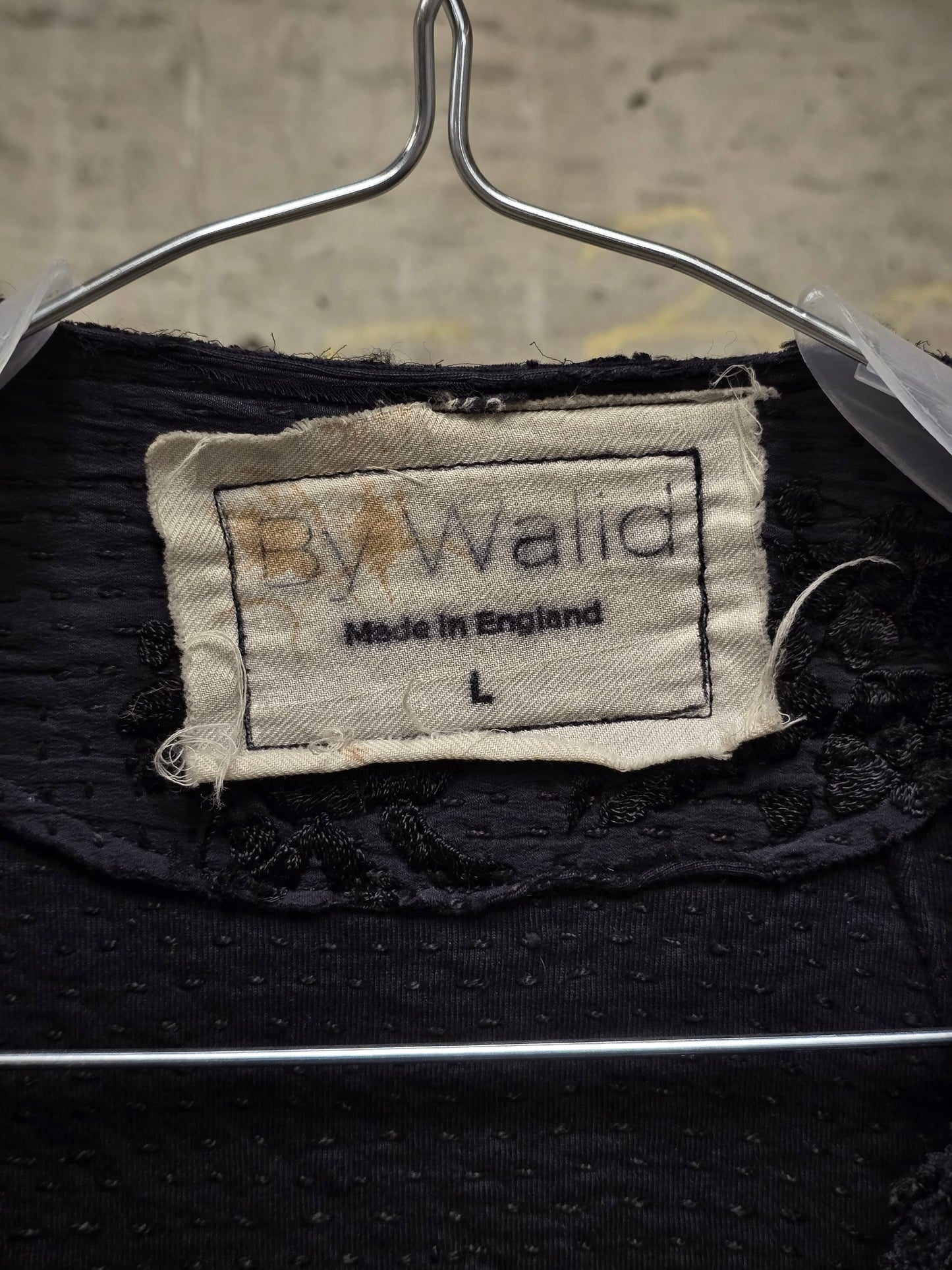 By Walid Black Silk Floral Embroidered Sashiko Fringe Front Zip Jacket