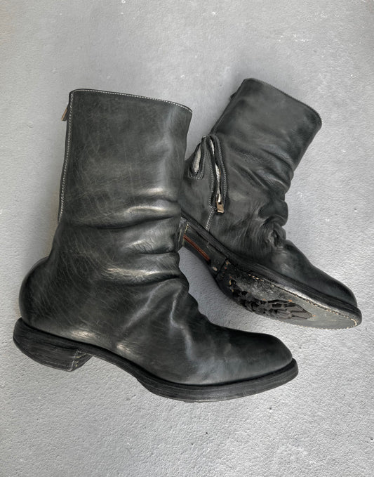 Carol Christian Poell 'AM/2757SP-IN CORSS-PTC/12' Object Dyed Goodyear Prosthetic Spur Biter Crimp Front Boots