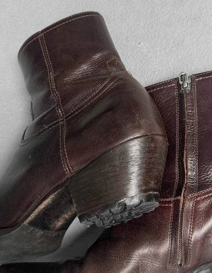 Saint Laurent Paris AW18 Military Brown 'Lukas' Western Boots