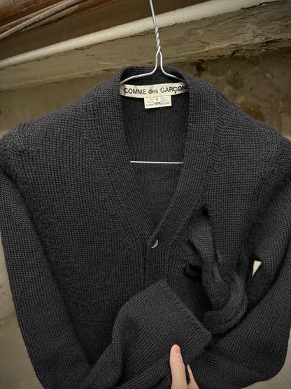 COMME des GARÇONS AW14 Cut Out Extended Wool Locks Knit Cardigan detail | DRIEW GARMENTS