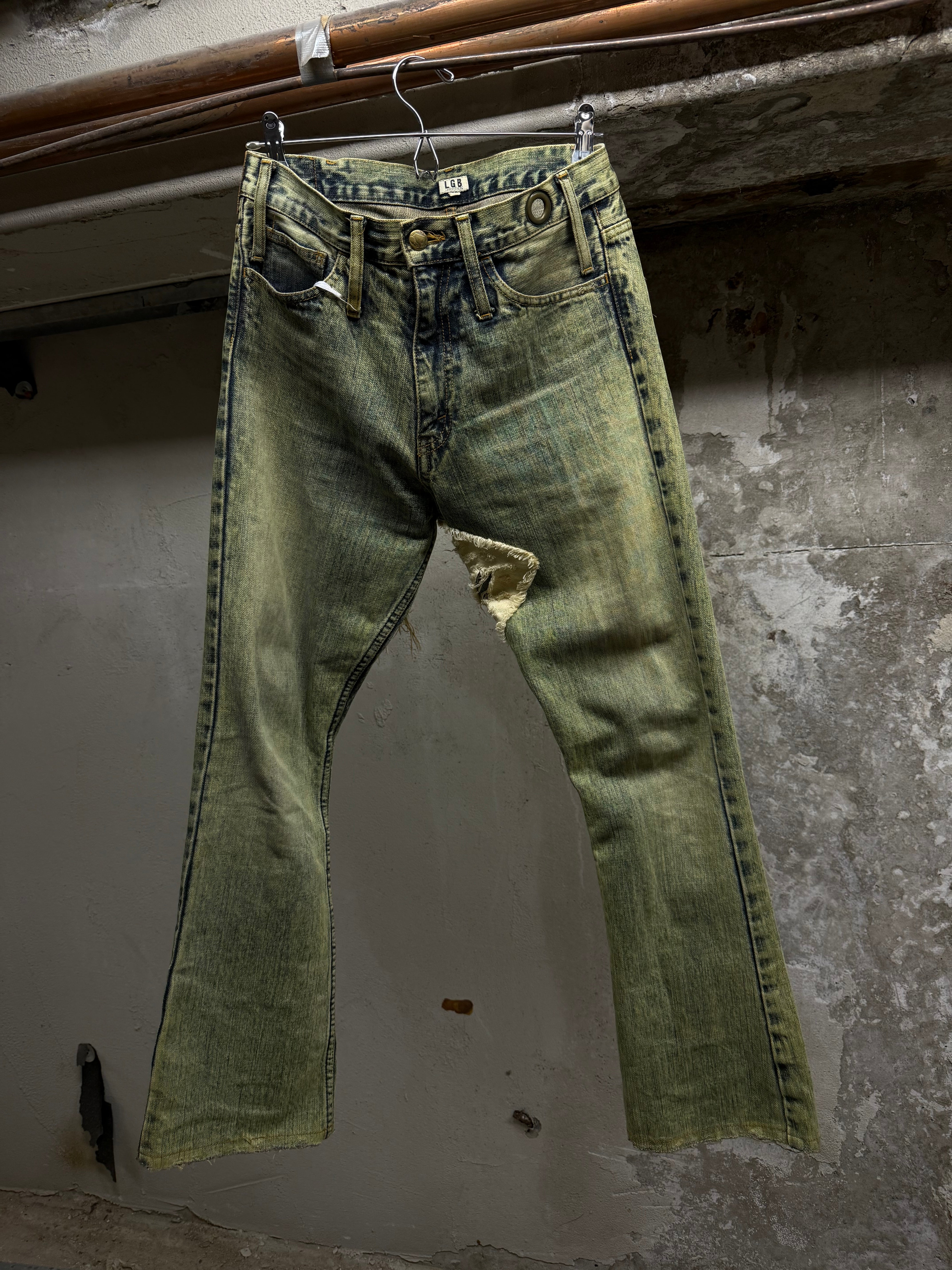 L.G.B. Acid Wash Distressed Flare Denim | Early 2000s – DRIEW