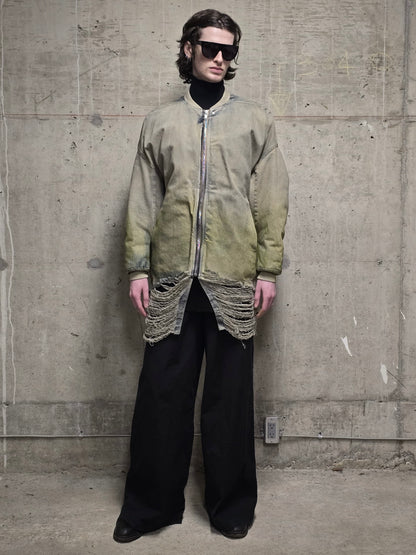 Rick Owens AW23 "LUXOR" PEARL ACID DEGRADE Jumbo Peter Flight Padded Denim Jacket