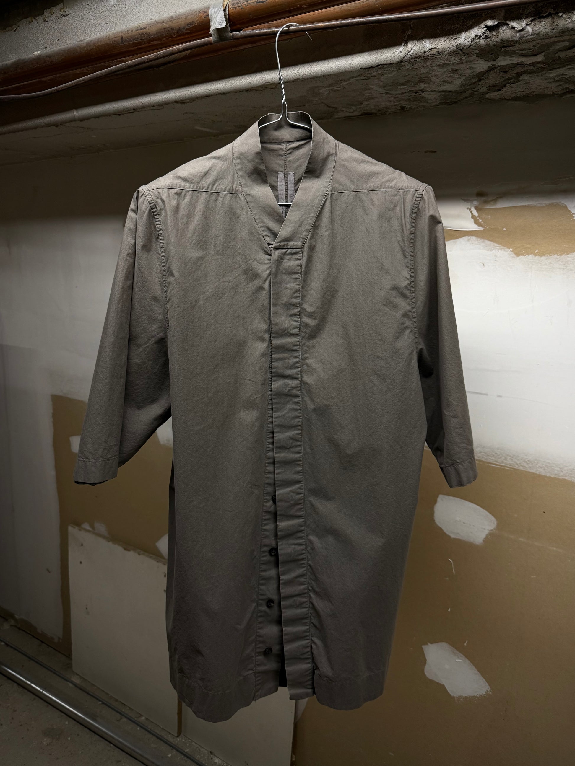 Rick Owens AW17 “GLITTER” DARK DUST Mandarin Button-up Short Sleeve Shirt | Archive Fashion Toronto