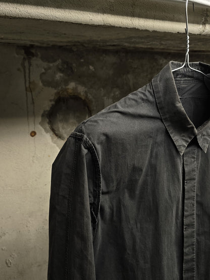 The Viridi-Anne Washed Charcoal Grey Pleated Button-Up Shirt detail | DRIEW GARMENTS