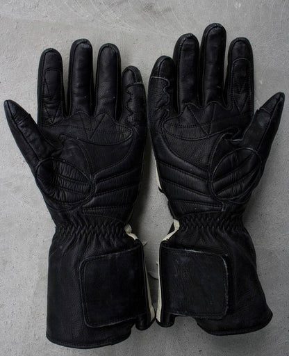 Kadoya Early 00s Stripe Padded Leather Motorcycle Gloves