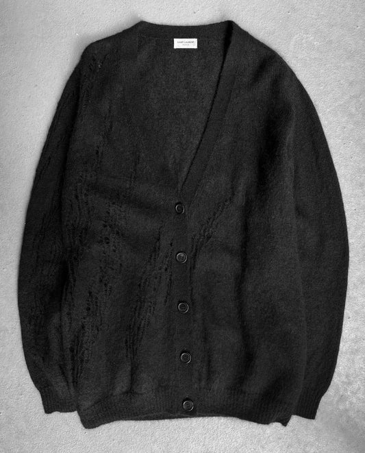 Saint Laurent Paris SS17 Distressed Mohair Blend Cardigan