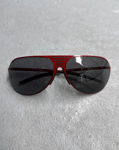 Dior Homme Early 00s Red Aviator Sunglasses