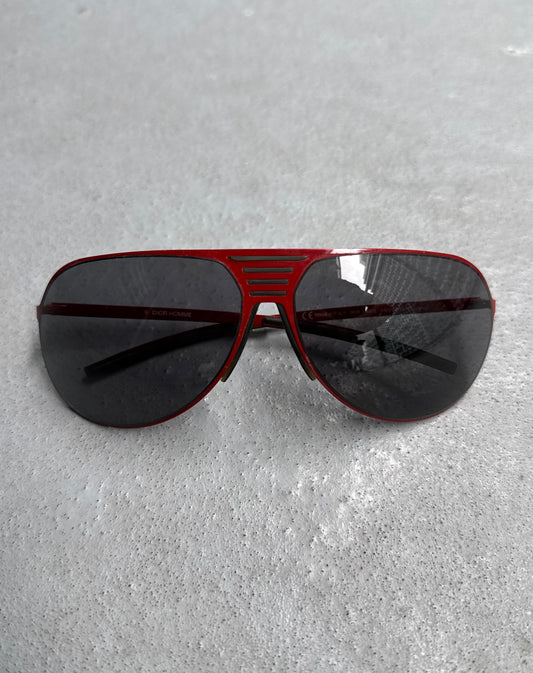 Dior Homme Early 00s Red Aviator Sunglasses