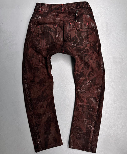 Boris Bidjan Saberi AW15-16 P13-RF ‘Bloor Red’ Object Dyed J-cut Vinyl Coating Denim