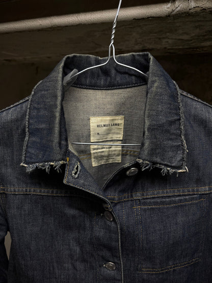 Helmut Lang SS03 Hybrid Lamb Leather Sleeve Raw Denim Jacket