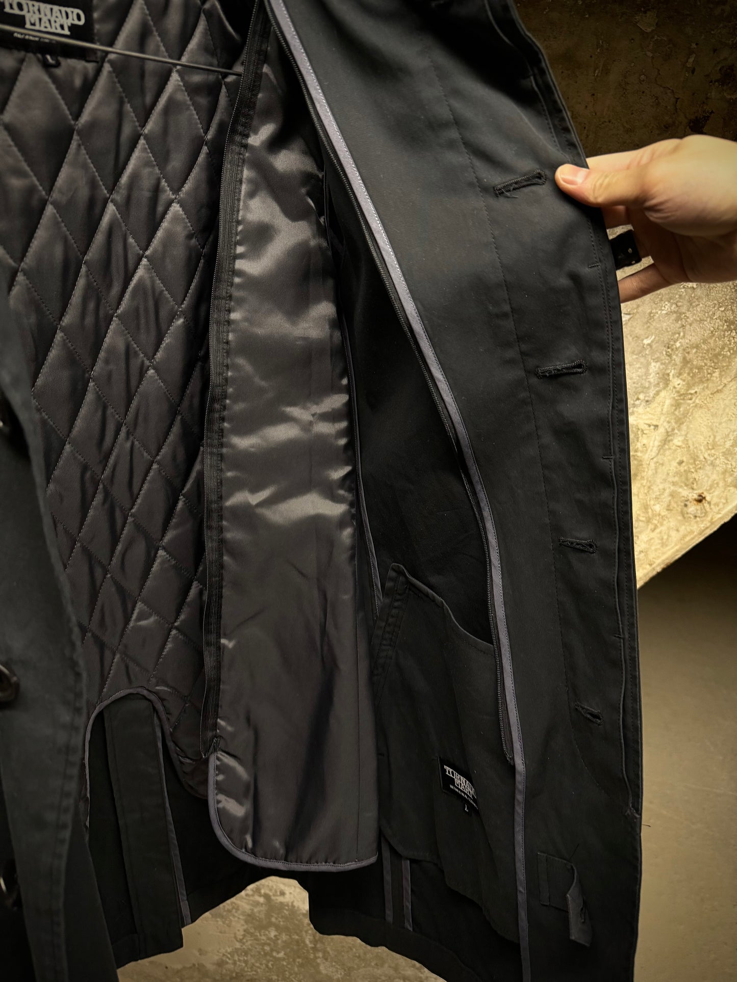 Tornado Mart Early 00s Quilt Lined Cotton Gaberdine Mac Coat