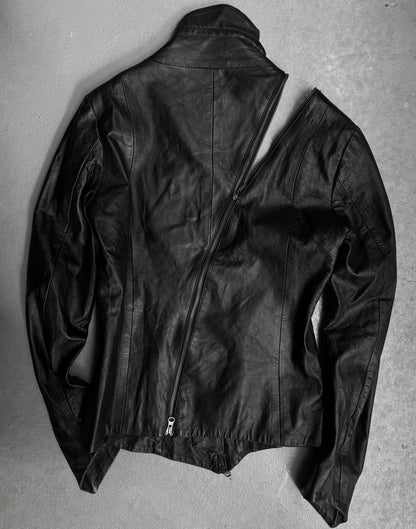 Yasuyuki Ishii Early 00s Spiral Zip Sheepskin Leather Jacket