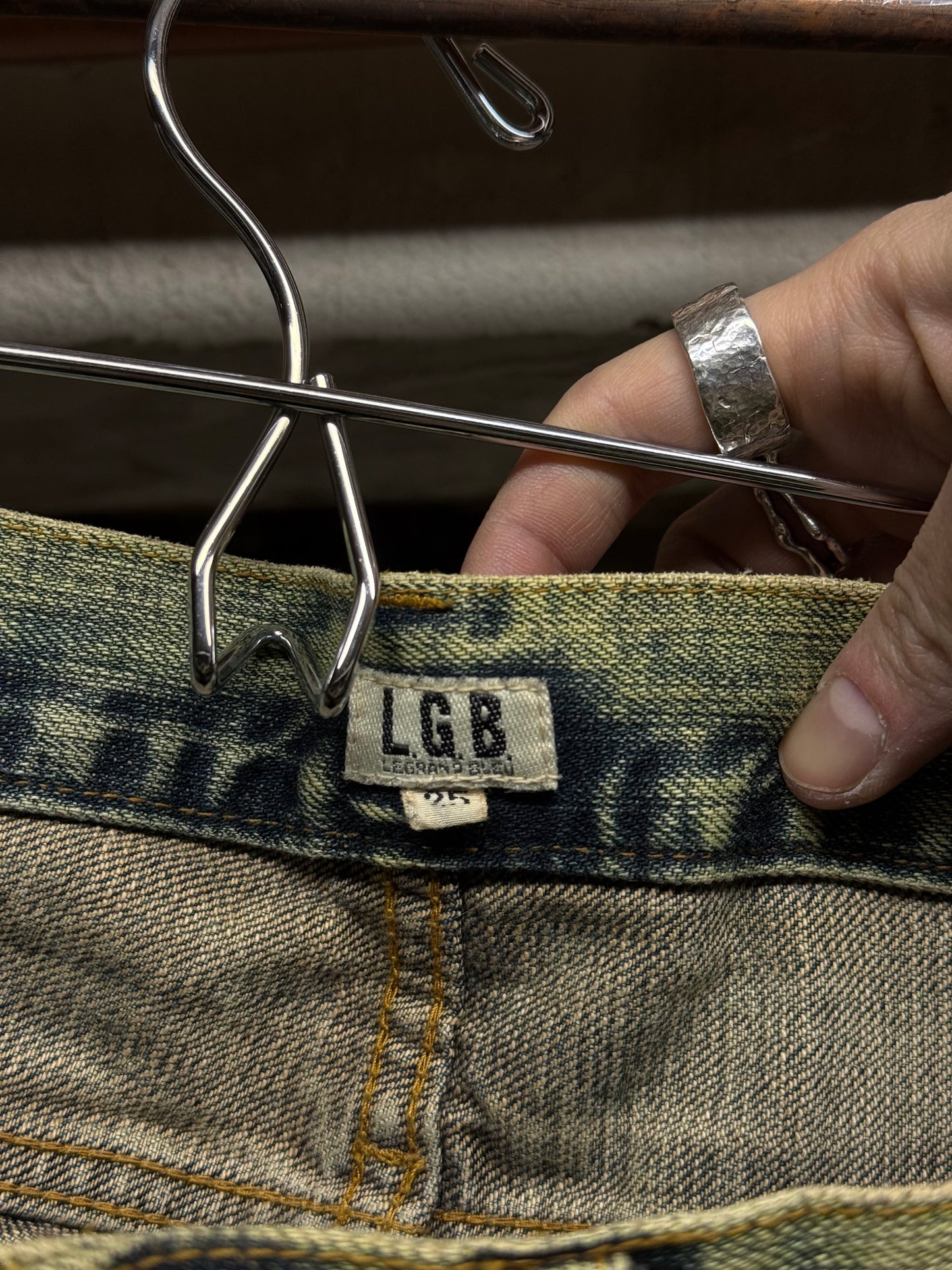 L.G.B. Early 00s 'No. CRAZY WOLF 0072M' Acid Wash Blown Out Denim detail | DRIEW GARMENTS
